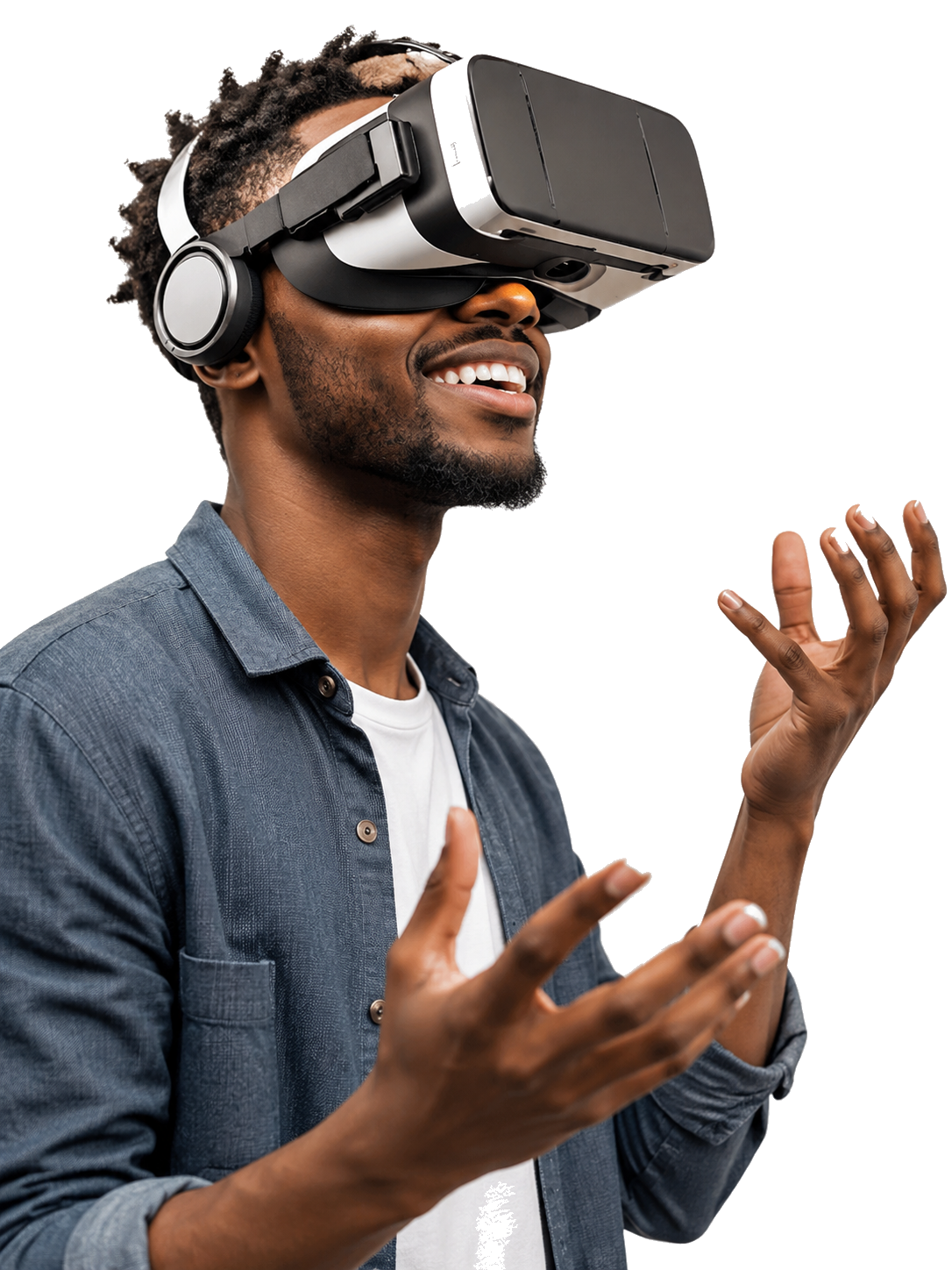 Learner taking part in an immersive learning experience
