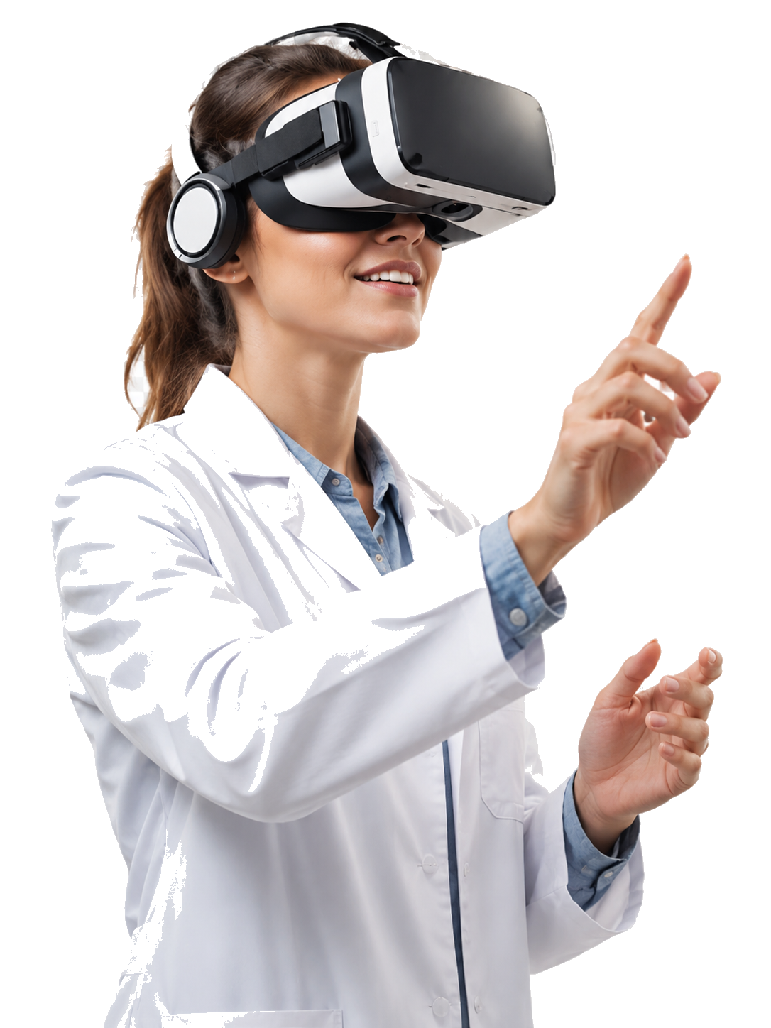 Woman using virtual reality for a science learning experience